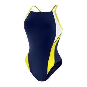 NEW UNTOUCHED Speedo Navy and Yellow One Piece Swimsuit